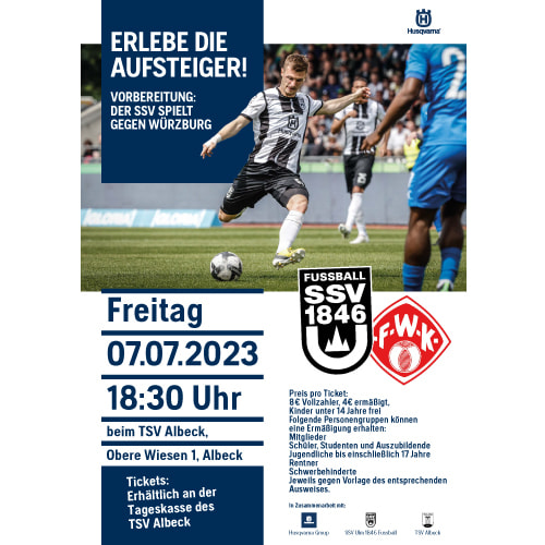 SSV ULM SPIELT GEGEN WÜRZBURGER KICKERS 07.07.2023 TSV Albeck, Albeck